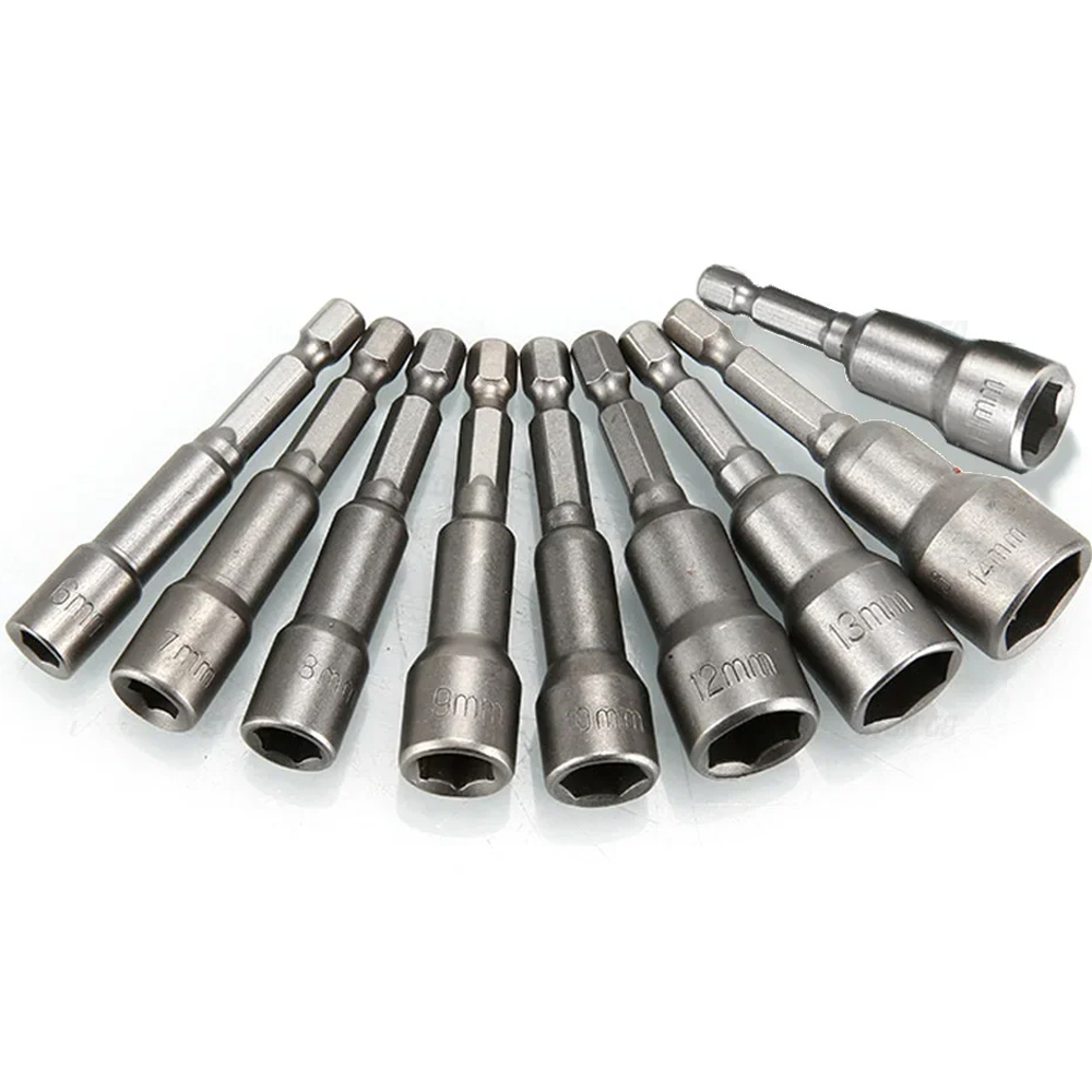 STONEGO 5/6/8/9/14Pcs Hex Magnetic Socket Sleeve Set - Nut Driver Drill Bit Adapter for Quick and Secure Fastening, Ideal for Automotive, Home Repair, and DIY Projects