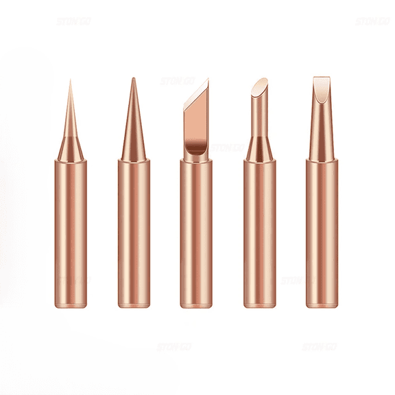 STONEGO 5PCS/10PCS Pure Copper Soldering Iron Tips - High-Precision Inside Hot Bare Copper Electric Soldering Iron Heads, Durable and Long-Lasting for Professional Welding and Electronics Repair