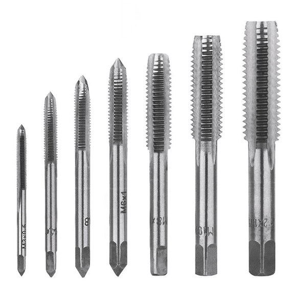 STONEGO 5PCS/7PCS Bearing Steel Cone Tapping Drill Set - Manual Screw Point with Straight Groove; Includes M3/M4/M5/M6/M8/M10/M12 for Precision Thread Cutting in Metal