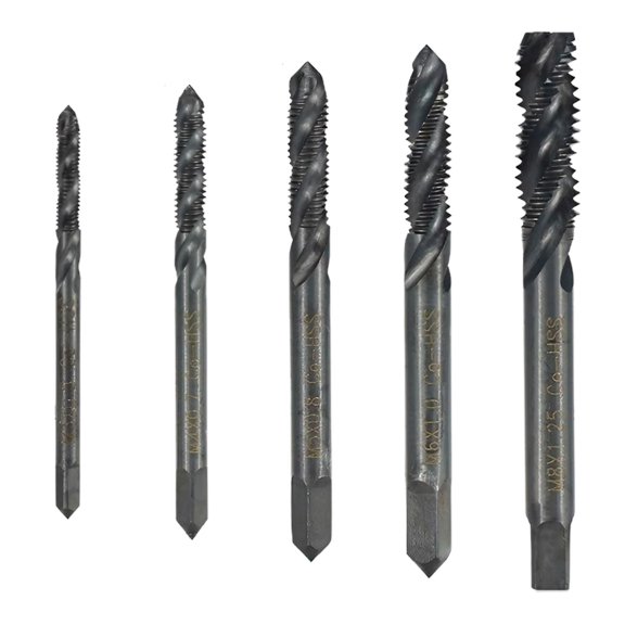 STONEGO 5PCS/7PCS HSS 6542 Nitride Metric Tap and Drill Set - Screw Slot and Thread Tap Combination Tool (M3, M4, M5, M6, M8, M10, M12) - Durable and High-Performance