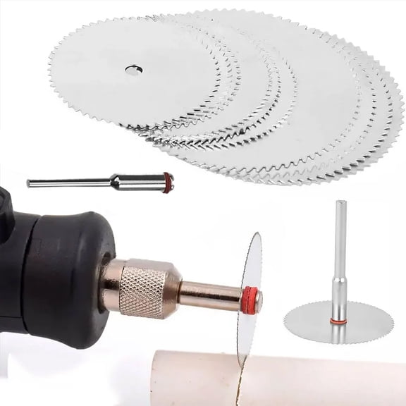 STONEGO 6PCS/Set Stainless Steel Cutting Discs Set with Mandrel - Precision Metal Cutting Discs for Rotary Tools, Sizes 16mm, 18mm, 22mm, 25mm, 32mm