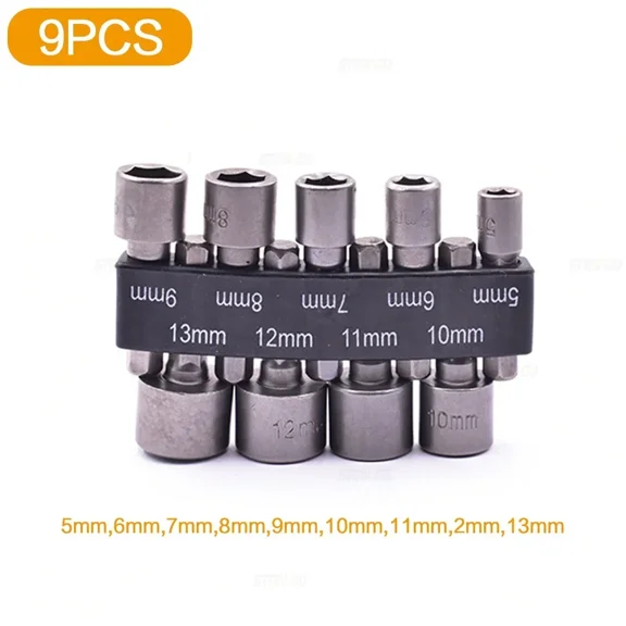 STONEGO 9/14Pcs Hex Sockets Sleeve Nut Driver Set, Screwdriver Set Bits Sets Socket Wrench Tools 5mm-12mm