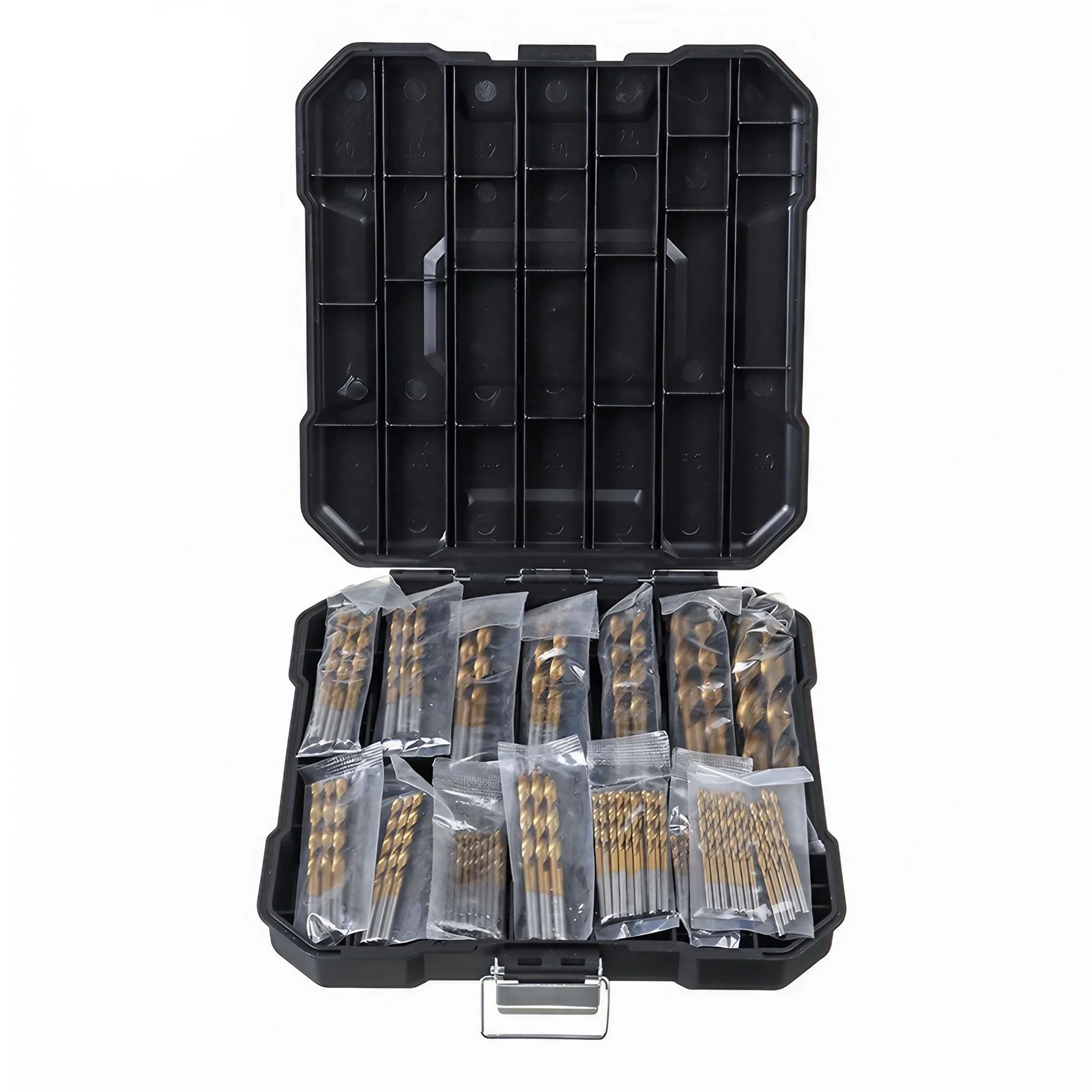 STONEGO 99Pcs High Speed Steel Titanium Plated Twist Drill Bit Set - Straight Handle, 1.5mm-10mm, Wood, Metal, Plastic Drilling, Durable and Precision-Fit Bits for DIY Projects and Professional Use