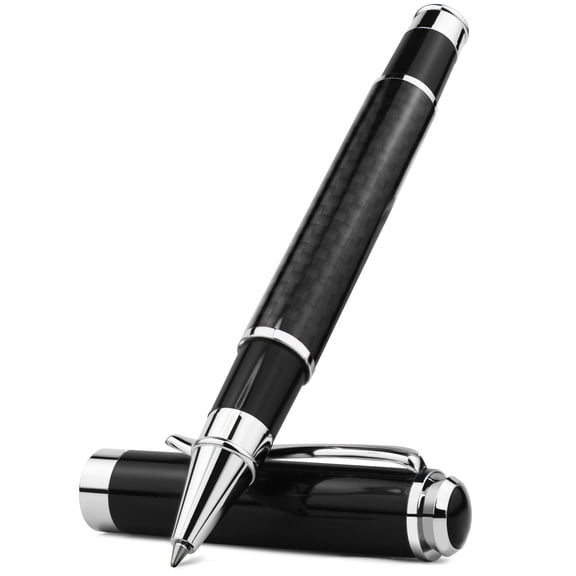 STONEGO Carbon Fiber Signature Pen - Premium Metal Gel Ink Pen with Micro Point 0.5mm, Black Ink, Smooth Writing Ball Pen for Professional and Everyday Use