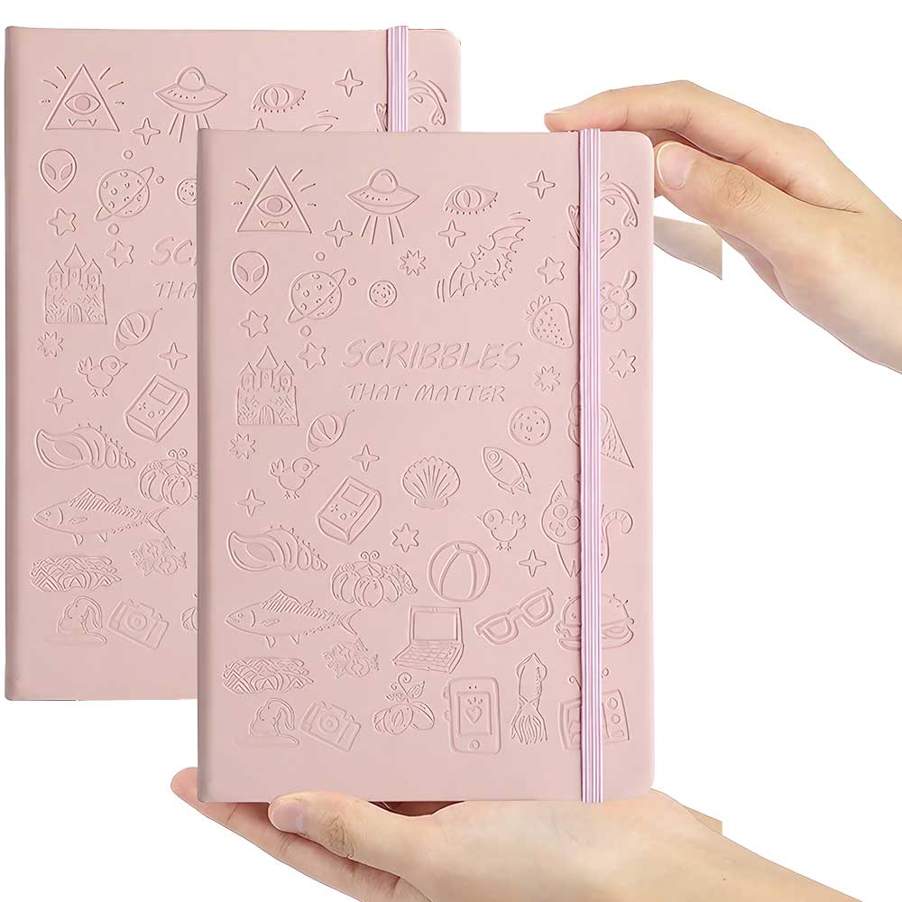 STONEGO Cartoon Doodle Cover Journal - A5 Size Notebook with Strap, Available in 6 Color Options - Perfect for Recording Life, Creativity, and Daily Thoughts,Fun and Functional Diary for All Ages