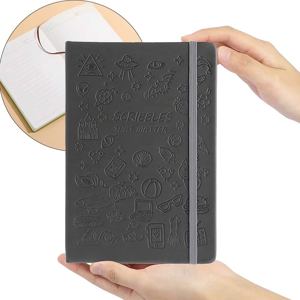 STONEGO Cartoon Doodle Cover Journal - A5 Size Notebook with Strap, Available in 6 Color Options - Perfect for Recording Life, Creativity, and Daily Thoughts,Fun and Functional Diary for All Ages