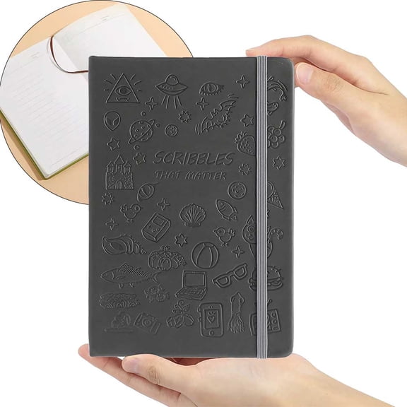 STONEGO Cartoon Doodle Cover Journal - A5 Size Notebook with Strap, Available in 6 Color Options - Perfect for Recording Life, Creativity, and Daily Thoughts,Fun and Functional Diary for All Ages