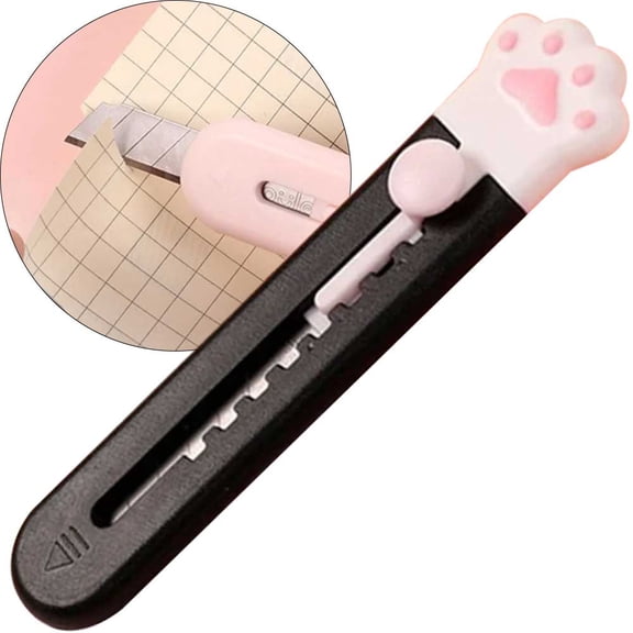 STONEGO Cute Cat Paw Utility Knife Mini Portable Paper Cutter Letter Envelope Opener Express Box Knife Box Cutter Knife