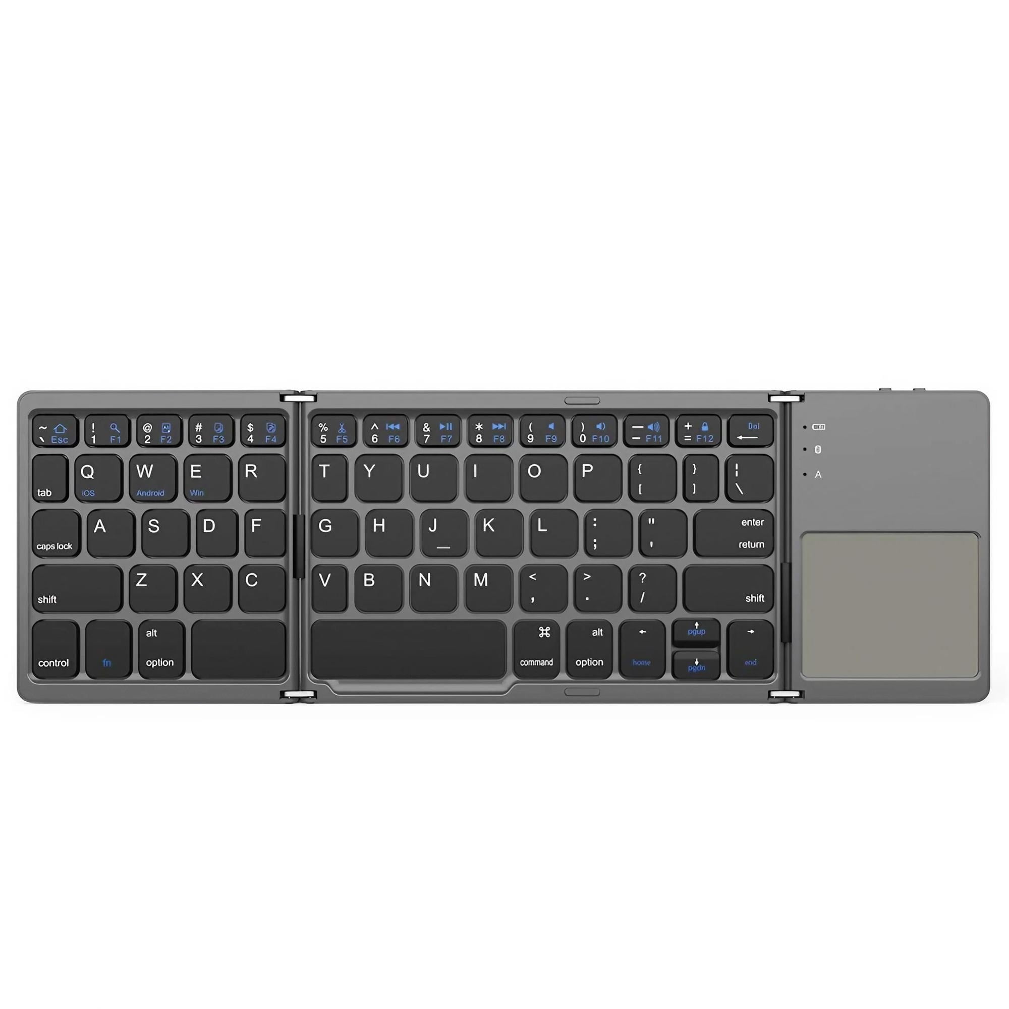 STONEGO Foldable Bluetooth Keyboard - Portable Mini Wireless Keyboard with Integrated Touchpad - Compatible with Android, Windows, PC, iOS Devices - Ultra-thin, Rechargeable, Travel-friendly