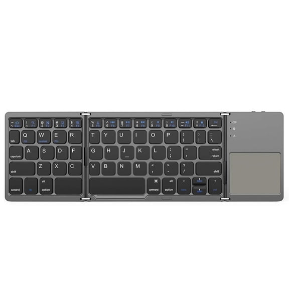STONEGO Foldable Bluetooth Keyboard - Portable Mini Wireless Keyboard with Integrated Touchpad - Compatible with Android, Windows, PC, iOS Devices - Ultra-thin, Rechargeable, Travel-friendly