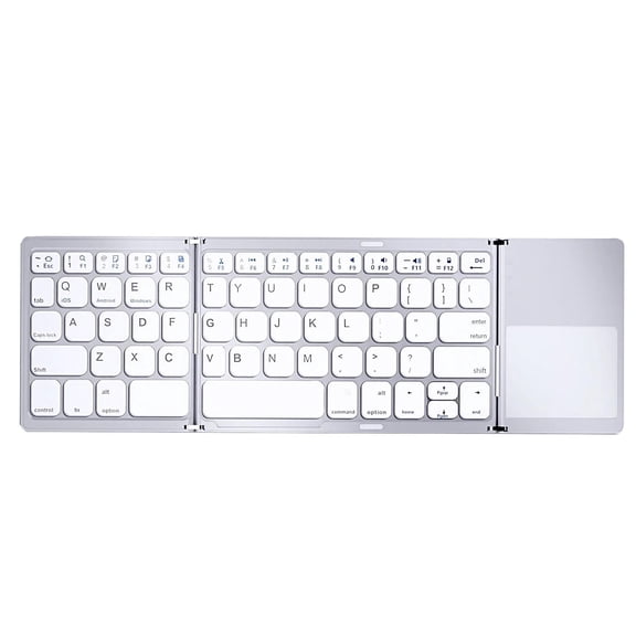 STONEGO Foldable Bluetooth Keyboard - Portable Mini Wireless Keyboard with Integrated Touchpad - Compatible with Android, Windows, PC, iOS Devices - Ultra-thin, Rechargeable, Travel-friendly