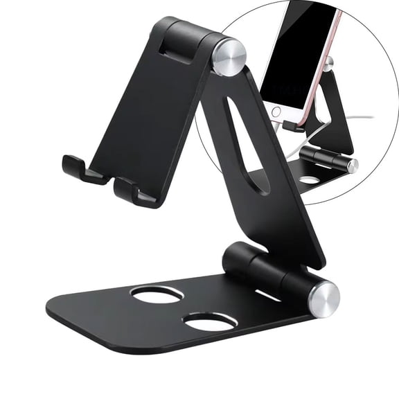 STONEGO Foldable Metal Desktop Mobile Phone Stand - Portable Holder for iPad, iPhone, Xiaomi, Huawei, Samsung Tablets and Phones - Ideal for Home, Office, and Travel