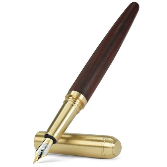 STONEGO Handcrafted Wood Fountain Pens - Elegant Vintage Design with Medium Nib, Includes 4 Ink Cartridges and Refillable Ink Converter, Perfect for Writing, Gifting, and Office Use