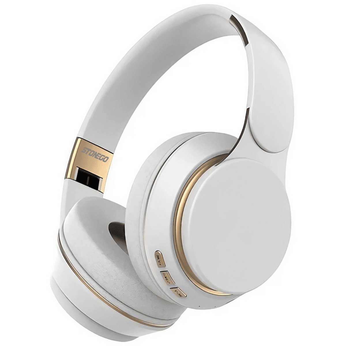 STONEGO HiFi Bluetooth Folding Headphones - Deep Bass, HD Microphone, Noise Cancelling, PU Leather Earmuffs - Wireless Over-Ear Headphones for Music, Gaming, Travel and Work - Designed for Comfort