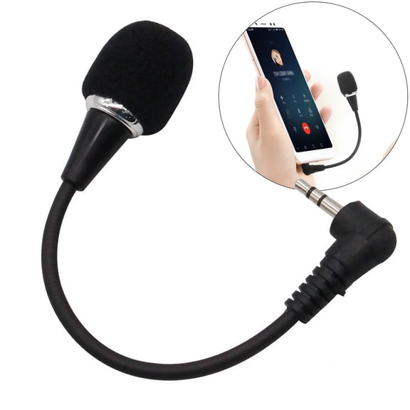 STONEGO New Laptop Microphone - Flexible Gooseneck Microphone for Karaoke, Tablets and Smartphones, 3.5mm External Audio Microphone, Clear Recording, Plug and Play, Great for Video Calls