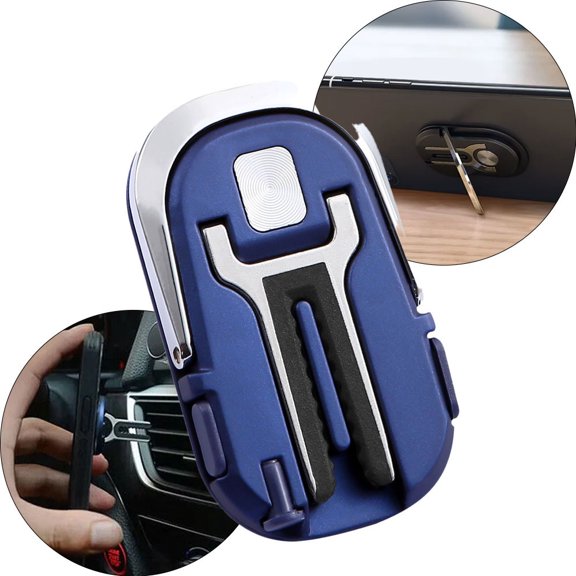 STONEGO New Multi-Function Phone Holder - 360° Rotating Car Ring Holder with All-Around View - Compatible with Cell Phones and Small Devices - Suitable for Hands-Free Use and Travel