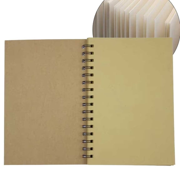 STONEGO Soft Cover Spiral Notebook with Natural Environmentally Friendly Blank Pages - Unlined Sketch Book Pad, Notepad with Durable Kraft Paper Cover for Creative Drawing, Writing, and Note-taking