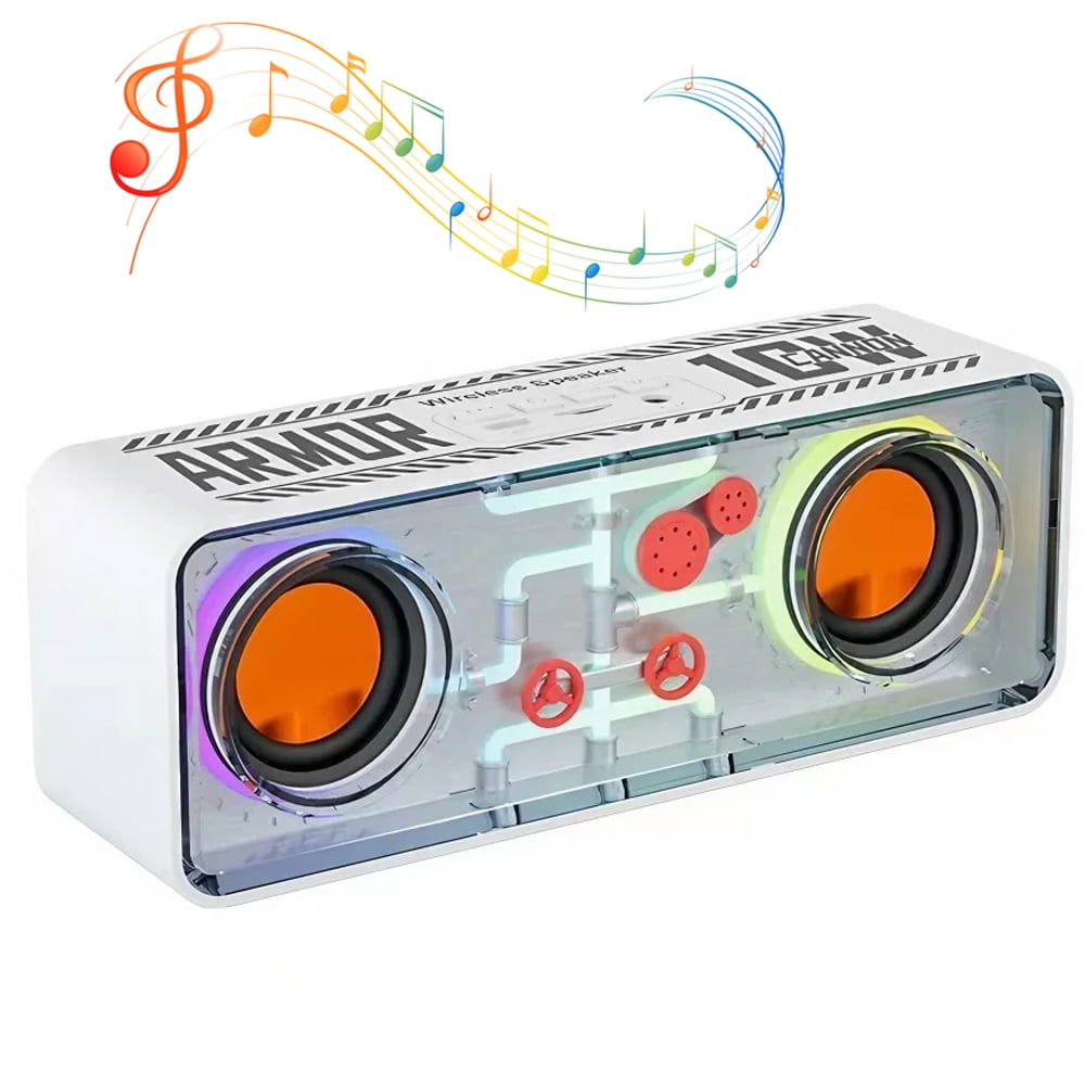 STONEGO Transparent Mech Wireless Bluetooth Speakers - Home, Computer and Gaming Speakers with Colorful Glow - High-Performance Bass Diaphragm Speakers - Enhanced Sound for Games, Music and Movies