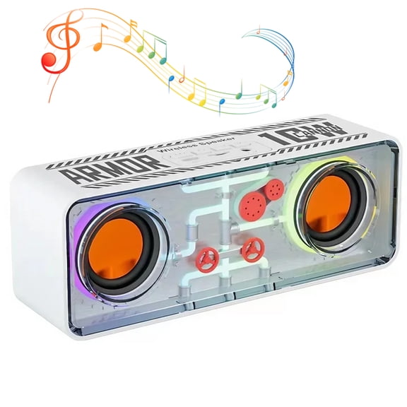 STONEGO Transparent Mech Wireless Bluetooth Speakers - Home, Computer and Gaming Speakers with Colorful Glow - High-Performance Bass Diaphragm Speakers - Enhanced Sound for Games, Music and Movies