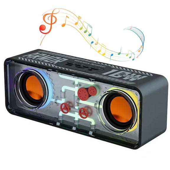 STONEGO Transparent Mech Wireless Bluetooth Speakers - Home, Computer and Gaming Speakers with Colorful Glow - High-Performance Bass Diaphragm Speakers - Enhanced Sound for Games, Music and Movies