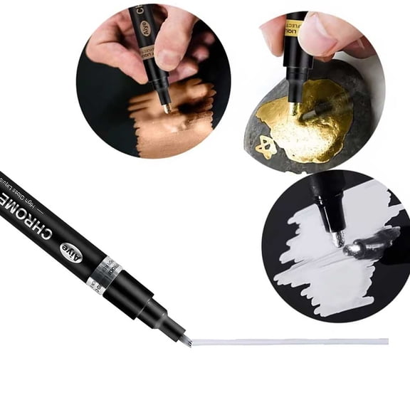 STONEGO Waterproof Metallic Mirror Chrome Marker Pen – Reflective Paint Pen for DIY Crafts, Art Projects, and Student Supplies – Durable and Versatile Craftwork Pen for Shiny, Professional Finishes