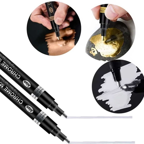 STONEGO Waterproof Metallic Mirror Chrome Marker Pen – Reflective Paint Pen for DIY Crafts, Art Projects, and Student Supplies – Durable and Versatile Craftwork Pen for Shiny, Professional Finishes