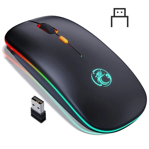 STONEGO Wireless Rechargeable Silent Mouse - RGB LED Backlit Gaming Mouse with Adjustable DPI, Silent Click Function for Computers, Laptops and Tablets in the Office or at Home