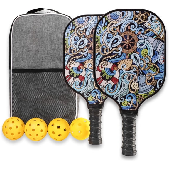 STONESAM Pickleball Paddles Set of 2, Carton Fiber & Honeycomb, Hybrid Control & Power Pickle Ball Racket for Beginner and Advanced Players (Voyager)