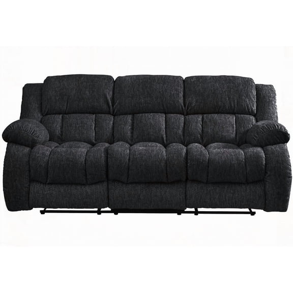 STONIC EBONY RECLINING SOFA FEATURING FABRIC MATERIALS AND CHANNEL BACKS