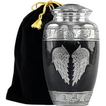 STONLIF Angel Wings Cremation Urns for Human Ashes Adult Female, Male - Decorative Urn for Home, Burial or Funeral - Cremation Urns for Women and Men - Black, Angel Wings, large