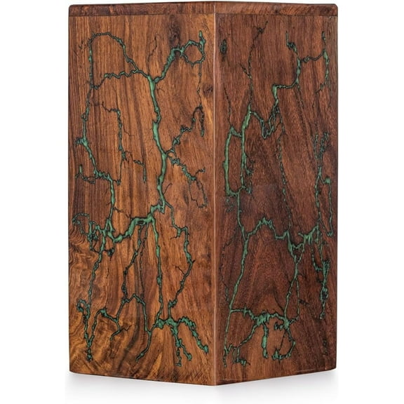 STONLIF Wood Urns for Human Ashes Adult Male, Female | Resin Decorative Memorial Wooden Cremation Urns for Ashes Large Upto 120 lbs, Green - 1pc