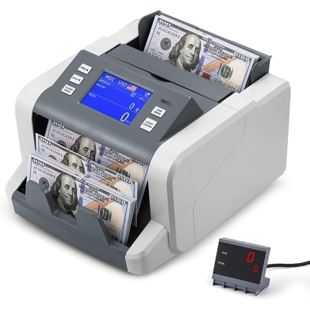 STONTREE Commercial Money Counter Mixed Denomination with Value Count, Touch Screen with 5 Currencies Suitable, MT/UV/MG/IR Counterfeit Detection, 6 Modes Available with LCD Display, 1000 Bills/Min