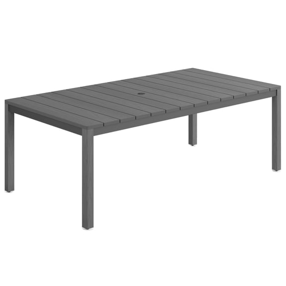 STOOG Patio Dining Table for 6 Person with Umbrella Hole, 63" All-Weather Outdoor Dining Table for Garden, Backyard, Poolside, Gray
