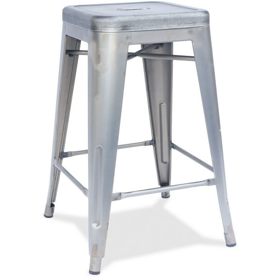Lorell Silver Metal Stool