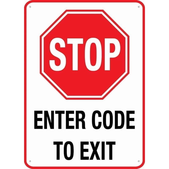 STOP Enter Code To Exit Sign – 8x12 Inch Reflective Aluminum,Weatherproof & UV Protected Metal Sign,HighVisibility Security Warning for Restricted Access Area