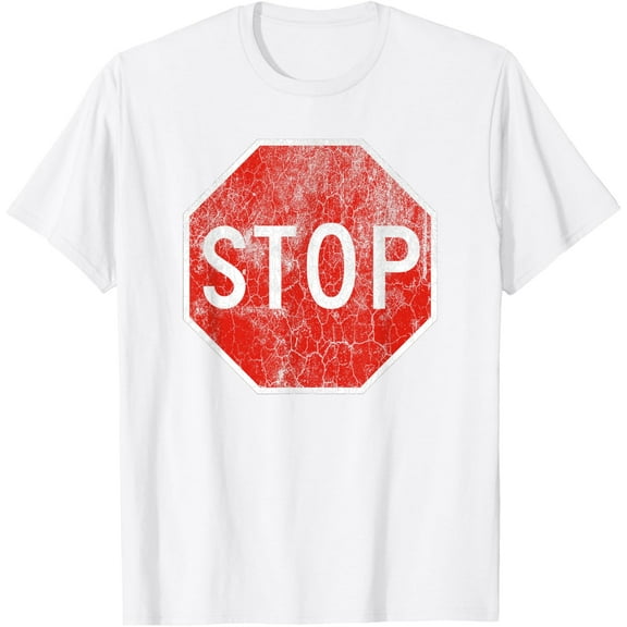 STOP SIGN ROAD TRAFFIC HIGHWAY SIGNAL LIGHT RULES T-ShirtMen and women, White T-shirt, size: Extra large