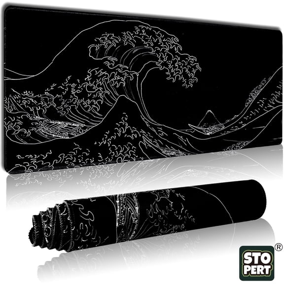 Large Gaming Mouse Pad - STOPERT XXL Extended Waterproof Desk Mat, 31.5"x11.8" Computer Keyboard Mouse Pad with Stitched Edges & Non-Slip Rubber Base, 3mm Thick for Gamer Office & Home (PC Laptop)