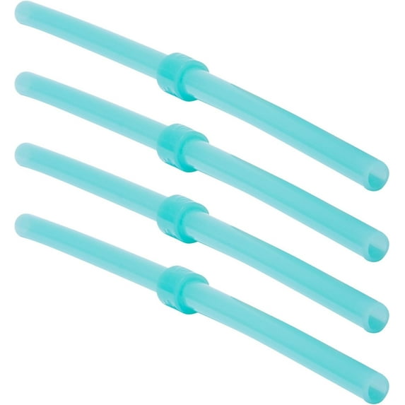 Silipint Reusable Stopper Straw – Flexible, Durable & BPA-Free Silicone Straw for All Ages – Comfortable, Dishwasher Safe, Eco-Friendly & Fun Sustainable Drinking Straw, Aqua - Pack of 4