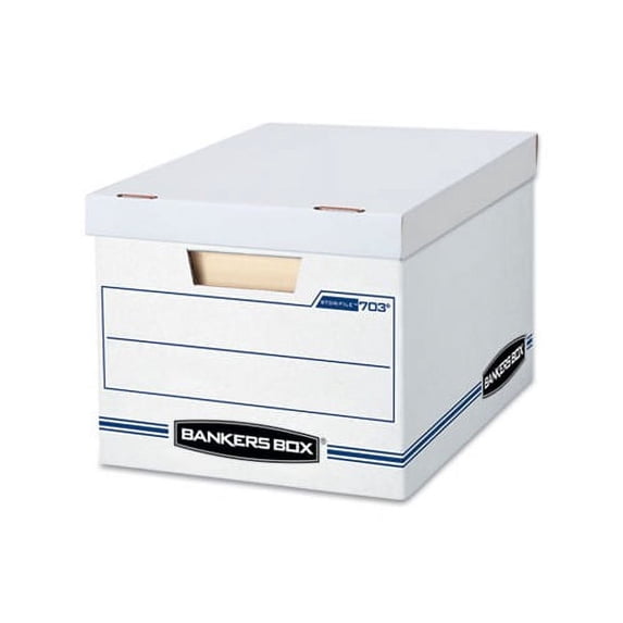 STOR/FILE Basic-Duty Storage Boxes Letter/Legal Files, 12.5" x 16.25" x 10.5", White/Blue, 4/Carton