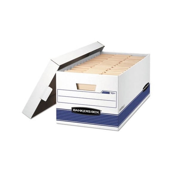STOR/FILE Medium-Duty Storage Boxes Letter Files, 12.88" x 25.38" x 10.25", White/Blue, 4/Carton