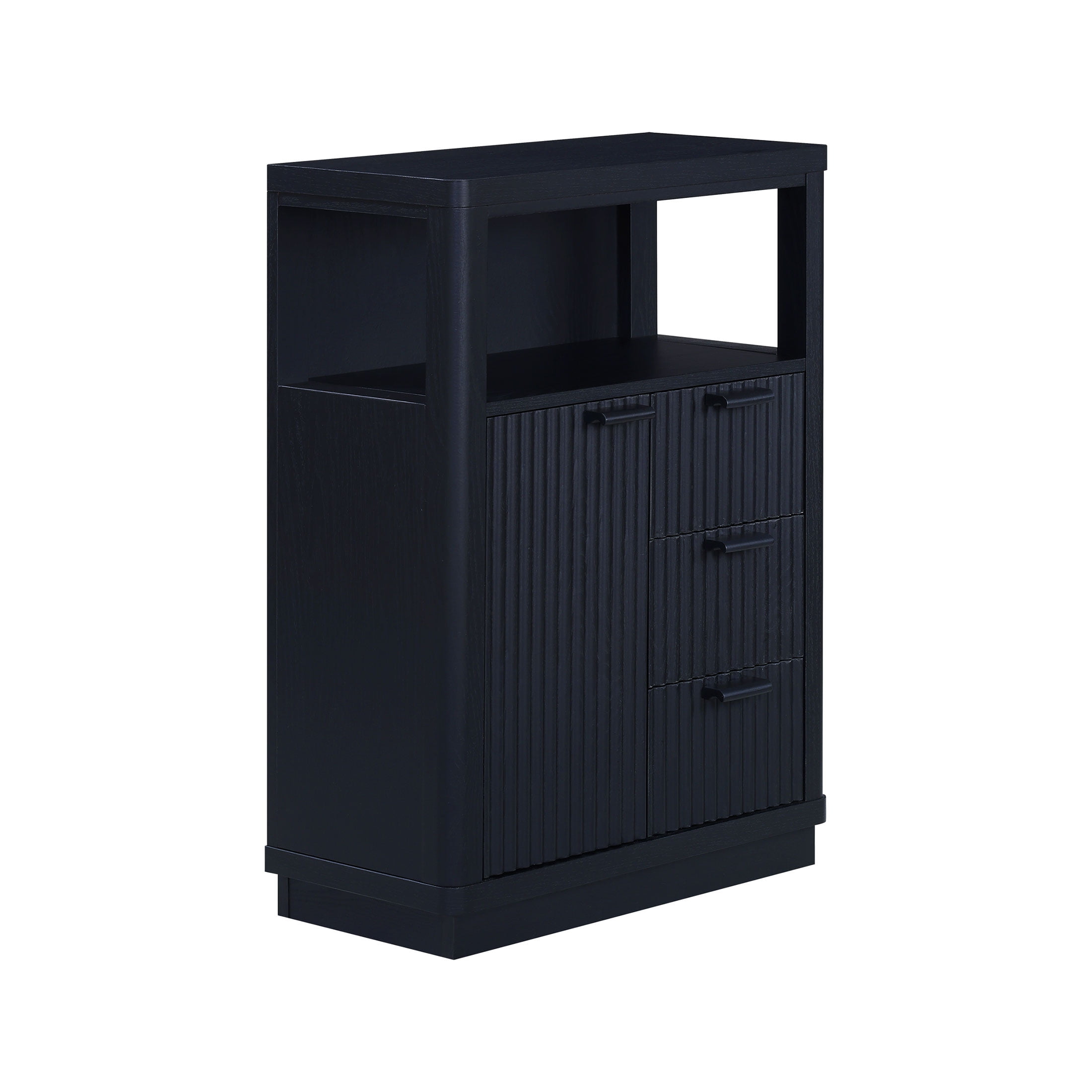 Beautiful Fluted Vanity Storage Cabinet, Rich Black