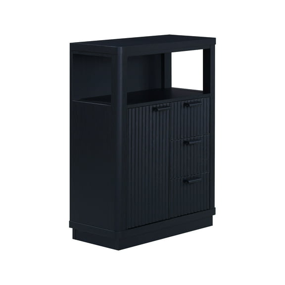 Beautiful Fluted Vanity Storage Cabinet, Rich Black
