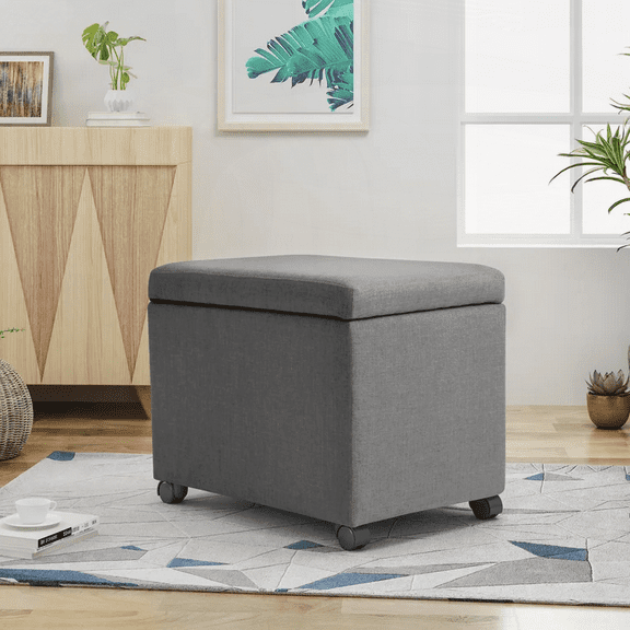STORAGE OTTOMAN | Perfect for Home & Office Storage | With Caster Wheels