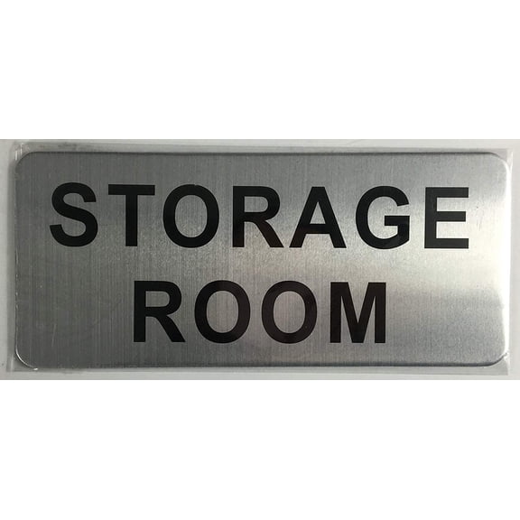 STORAGE ROOM SIGN (BRUSH ALUMINIUM, 3.5X8)-The Mont argent line.