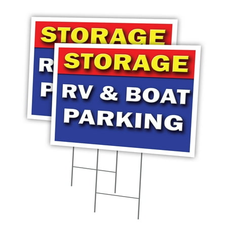 STORAGE RV & BOAT PARKING 2 Pack Of 18" x 24" Yard Sign & Stake | Advertise Your Business | Stake Included Image On Front Only | Made in The USA
