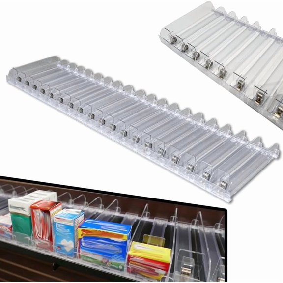STORE FIXTURES DIRECT Auto Feed Shelf Product Pusher Kit, Adjustable Pushing System for 24" L x 12" D Shelves, 2 Pack