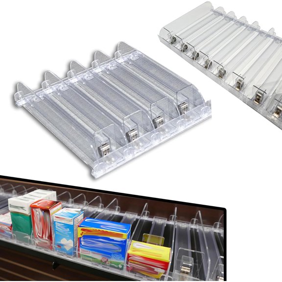 STORE FIXTURES DIRECT Auto Feed Shelf Product Pusher Kit, Adjustable Width Merchandise Pushing System (2, 12" Kit)