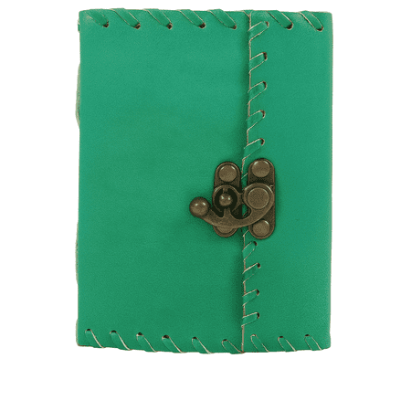 Handcrafted Green Leather Journal with 100 Unlined Pages – 7.5 x 5.5 Inches price history and forecast - Store Indya