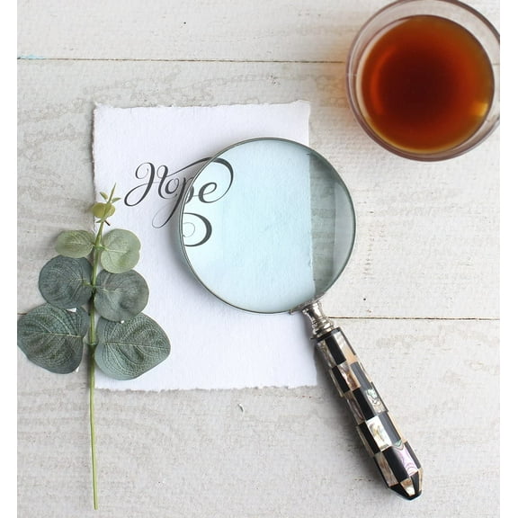 STORE INDYA Handheld Magnifier with Handmade Sturdy Mother of Pearl Handle