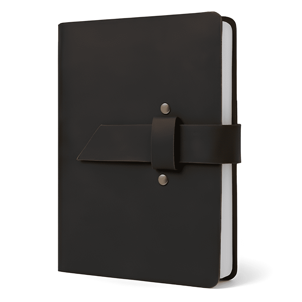 Store Indya Genuine Leather A6 Size Refillable Ring Binder Journal, Adult, with 1 Diary, Black, 8 x 6 Inches
